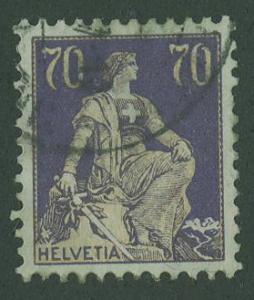 Switzerland SC#142 Helvetia sitting, 70c, light cancellation