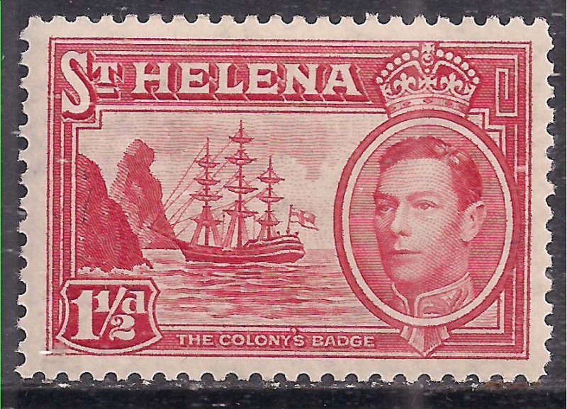 St Helena 1938 - 44 KGV1 1 1/2d Scarlet MM SG 133 ( C529 )