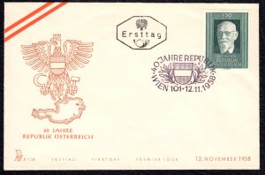 Austria 1958 Austrian Republic 40th Anniversary First Day Cover FDC SC 636