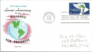 FDC 1963 SC #1234 Fluegel Cachet - Washington DC - Single - F61651