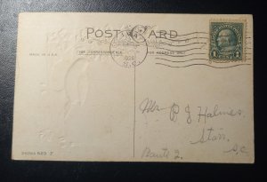 US Sc #552 Postcard Embossed Iva S.C to Starr S.C Colorfull Cancelled 1924 Very