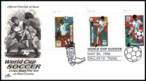 US 2834-2836 Soccer Artcraft Dallas,TX U/A FDC