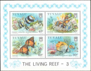 Tuvalu #524-527a, Complete Set(5), 1989, Fish, Marine Life, Never Hinged