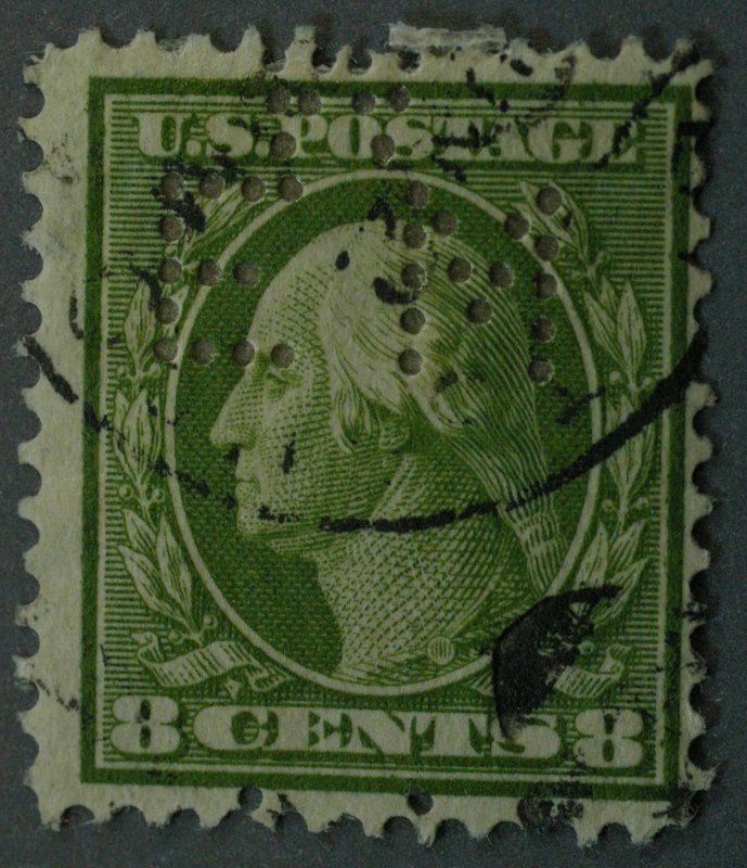 United States #380 8 Cent Washington Light Circle Cancel Punch Perforated Used