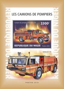 Niger - 2018 Fire Engines - Stamp Souvenir Sheet - NIG18609b