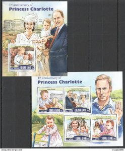 2016 Sierra Leone Royal Baby Princess Charlotte Kb+Bl ** Stamps St361