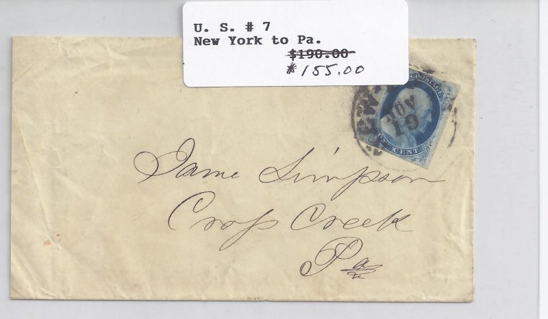 US Scott #7 used on cover