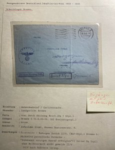 1943 Bremen Germany Labour Camp KZ Cover Locally Used Jaroslaus Sraml