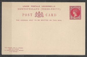 CANADA/NEWFOUNDLAND-1898 UPU POSTCARD, H&G#6, VF, MINT WITH REPLY.