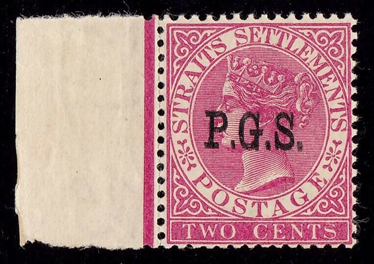 MALAYA STATES Perak 1889 P.G.S on QV 2c ERROR DOUBLE MNH ** PHOTO CERTIFICATE