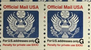 O152 Official “G” Eagle Coil stamps   MNH 32 c 76  count stamps  FV $24