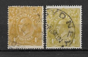 1924 Australia Sc34 (SG80)4d King George 2 diff. shades used