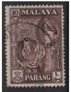 Malaya Pahang 1957 Scott 77 used - 10c, Tiger & Sultan 