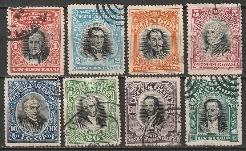 Ecuador 1907 Sc 166-73 set used