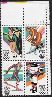 US #2067-70 MNH PB.1984 Olympics.  Ice Dancing, Skiing, Hockey  Nice