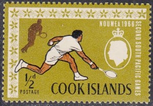 Cook Islands 1967 MNH Sc #175 1/2p Tennis 2nd South Pacific Games