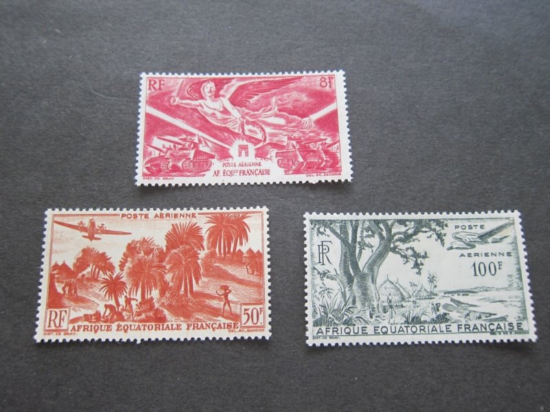 French Equatorial Africa 1946 Sc C24,31,32 MH