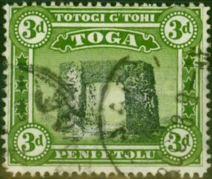 Tonga 1942 3d Black & Yellow-Green SG78 Fine Used