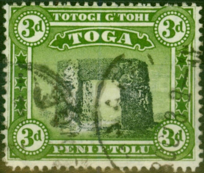 Tonga 1942 3d Black & Yellow-Green SG78 Fine Used