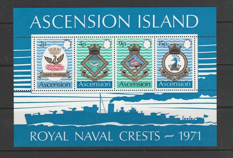 Ascension 1971 Naval crests MS UM SG MS153