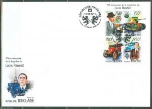 TOGO 70th MEMORIAL  ANNIVERSARY OF LOUIS RENAULT  SHEET FIRST DAY COVER