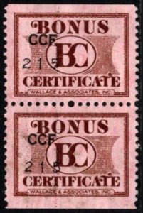 Vintage Australia Wallace & Associates Bonus Certificate Trading Stamps Pair MNH