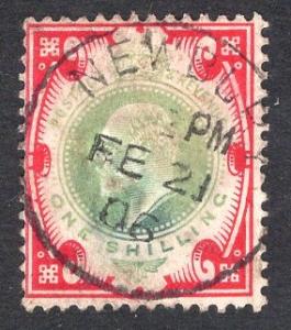 Great Britain  #138  1902  used Edward VII  1s dull green and red