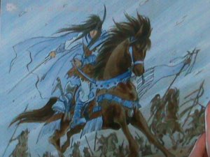 ​KOREA-2003-SC2124 CARTOON SERIES 9TH-PAINTING-WOMAN WITH SWORD-MNH -S/S VF