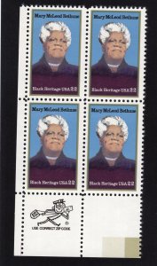 2137 Mary Bethune, MNH LL-ZIP blk/4