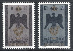 Liechtenstein #301-02 (1956) Eagle, Crown, & Oak Leaves VF NH