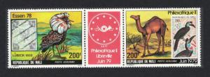 Mali Birds Camel Stamps on Stamps strip of 2v+label SG#677-678