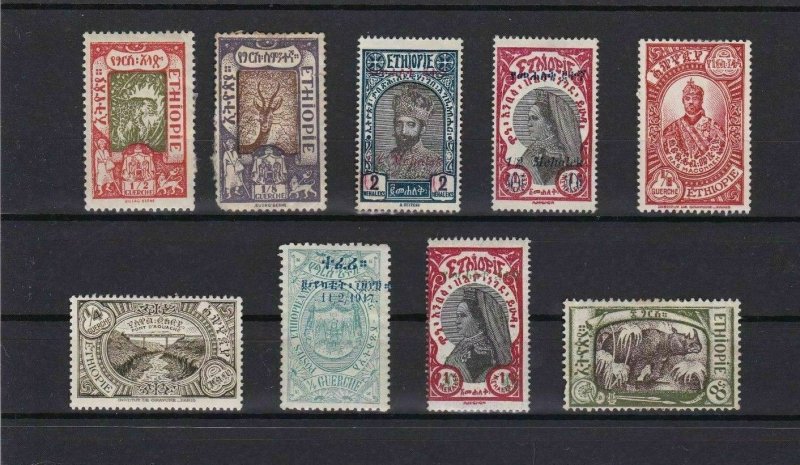 ETHIOPIA MOUNTED MINT STAMPS , SOME OVERPRINTS  REF 6844