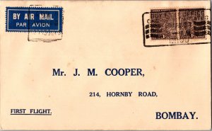 1937 Bhuj India Airmail First Flight Cover FFC to Hornby Road Bombay
