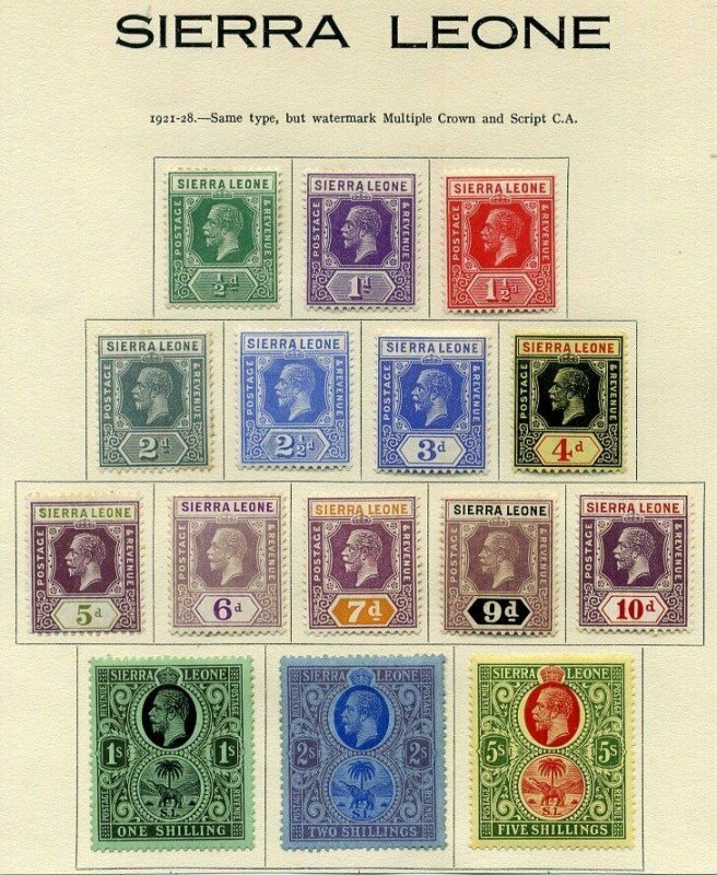 Sierra Leone 1921 King George V Set to 5sh SG131 to SG45 Mounted Mint