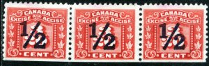 Canada - #FX107 - UNUSED STRIP OF 3, THREE LEAF EXCISE TAX - 1934- Item C379AFF7