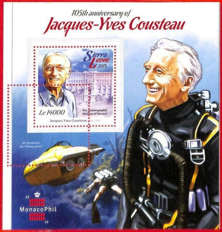 A4542 - SIERRA LEONE - ERROR MISPERF: 2015, Jacques Cousteau, Marine Life