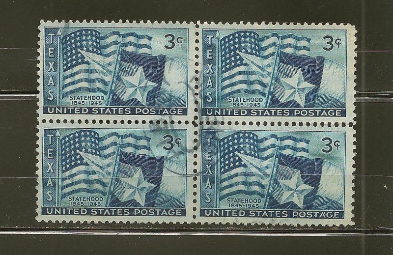 USA 938 Texas Block of 4 Used