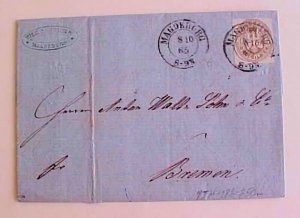 GERMAN PRUSSIA #18B cat.250M($150.00) MAGDEBURG 1865 B/S BREMEN