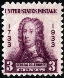 SC#726 3¢ General Oglethorpe (1933) MNH