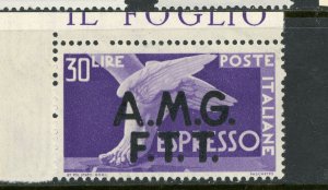 Italy 1947 Trieste AMG FTT Offset 30 Lire Error Express Issue Scott E3 MNH F264