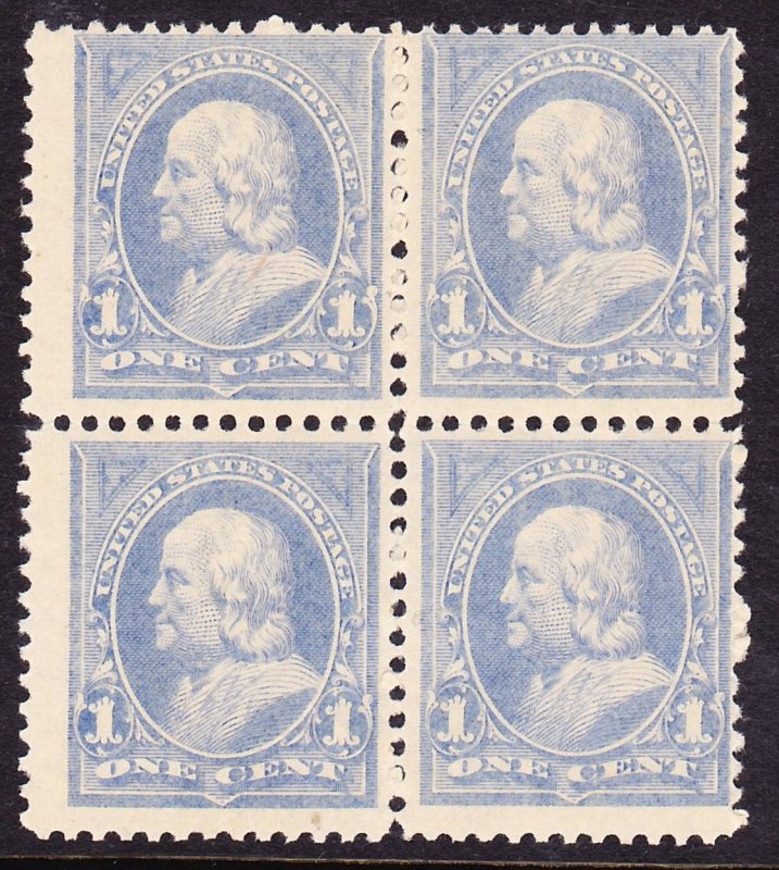 Scott 246, Unused OG NH DG Block of 4, 1c Ultramarine