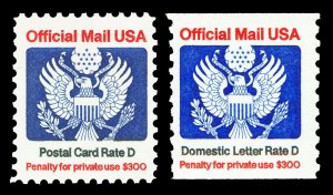 Scott O138, O139 D Rate Official Issues Mint F-VF NH Cat $10.25