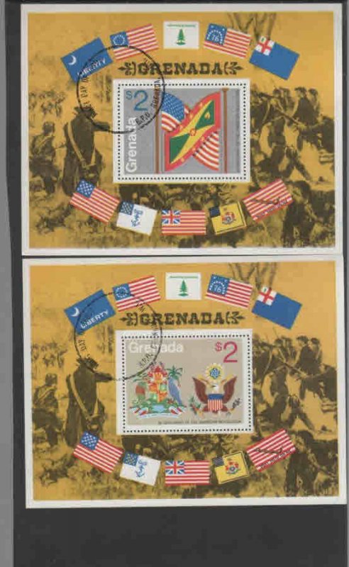 GRENADA #634-635  1975 AMERICAN REVOLUTION MINT  VF NH  O.G S/S CTO  a