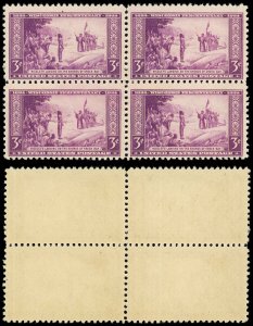 US Sc 739 MH/MNH* BLOCK of 4 - 1934 Wisconsin Tercent. - See Desc