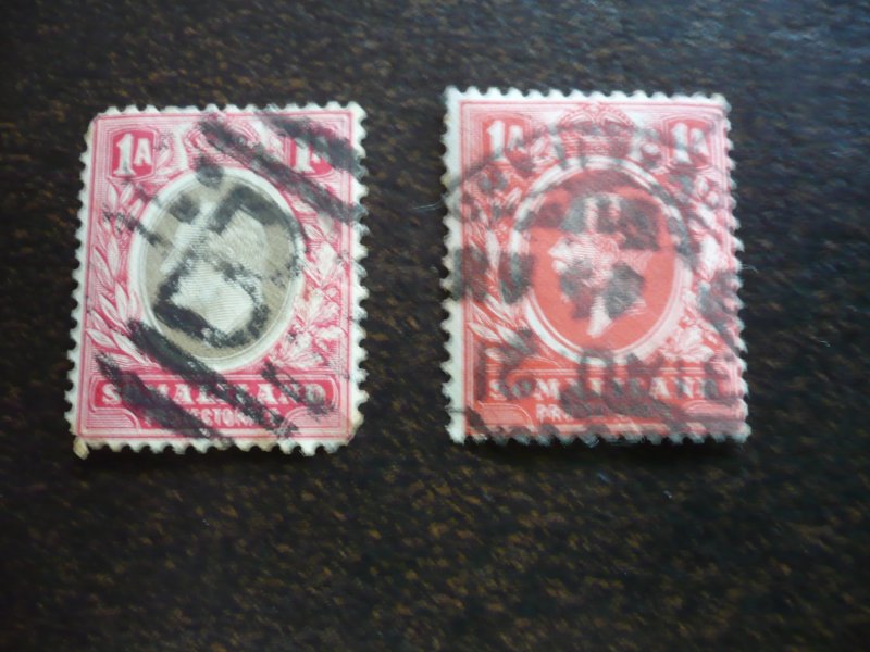 Stamps - Somaliland Protectorate - Scott# 41,52 - Used Partial Set of 2 Stamps