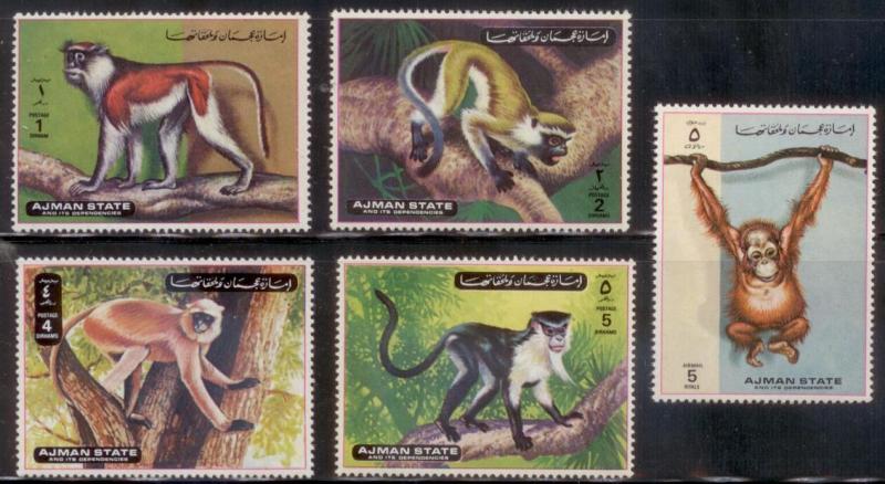 Ajman 1972 Mi# 2925-30a Monkeys MNH-OG L395