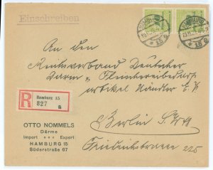 Germany 297 Late German inflation/19 November 1923 last day of a seven date postage rate. Two 10 billion mark stamps paying 10 b