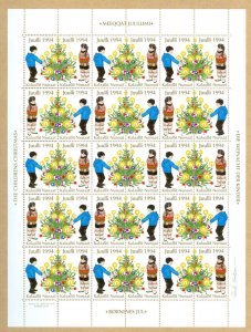 Greenland. 1994 Christmas Seal Mnh Sheet. 2 Side Perf. Tree, National Costumes.