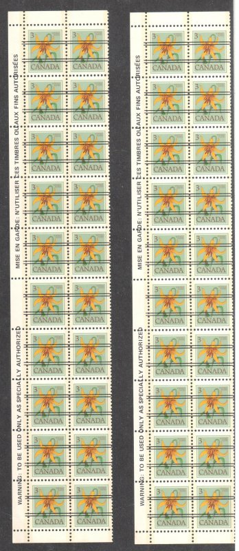 Canada #705 and 708 - XF NH All Precancel Left and Right BLock of 20