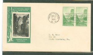 US 756 1935 1c Yosemite National Park (imperf Farley reprint) pair, on an addressed (stencil) first day cover with an Ioor cache